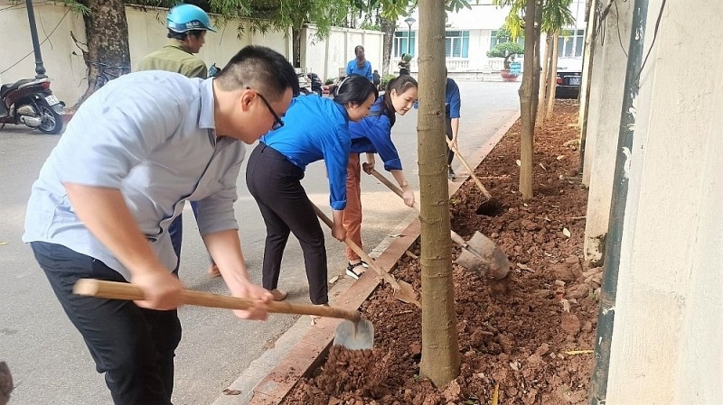 Tuổi trẻ Bộ Xây dựng triển khai chương trình trồng cây xanh, làm sạch trụ sở cơ quan