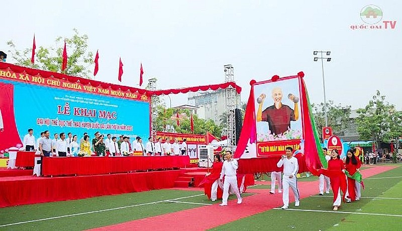 Tưng bừng Lễ khai mạc Đại hội Thể dục thể thao huyện Quốc Oai lần thứ IX năm 2022