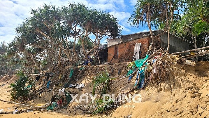 Triều cường kéo sập nhà dân ở Quảng Ngãi